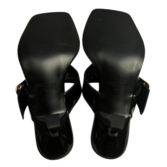 Steve Madden Black Faux Leather Thong Adjustable Y2K Glam Heels Sandals Size 7M - Picture 9 of 11